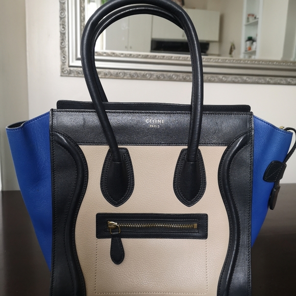 Celine Tricolor Leather and Suede Mini Luggage Tote - Picture 2 of 10